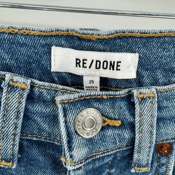 RE/DONE 90s High Rise Ankle Crop Jeans Sz 25 Button Fly Aged Indigp Blue - Picture 7 of 10